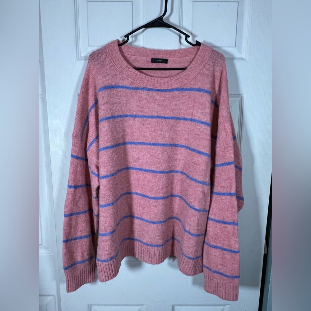 J. Crew Oversized Pink Striped Sweater